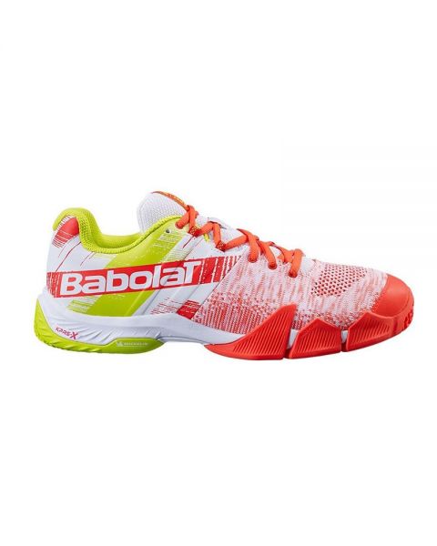 Babolat Movea - White / Orange - Chaussure de Squash / Racquetball