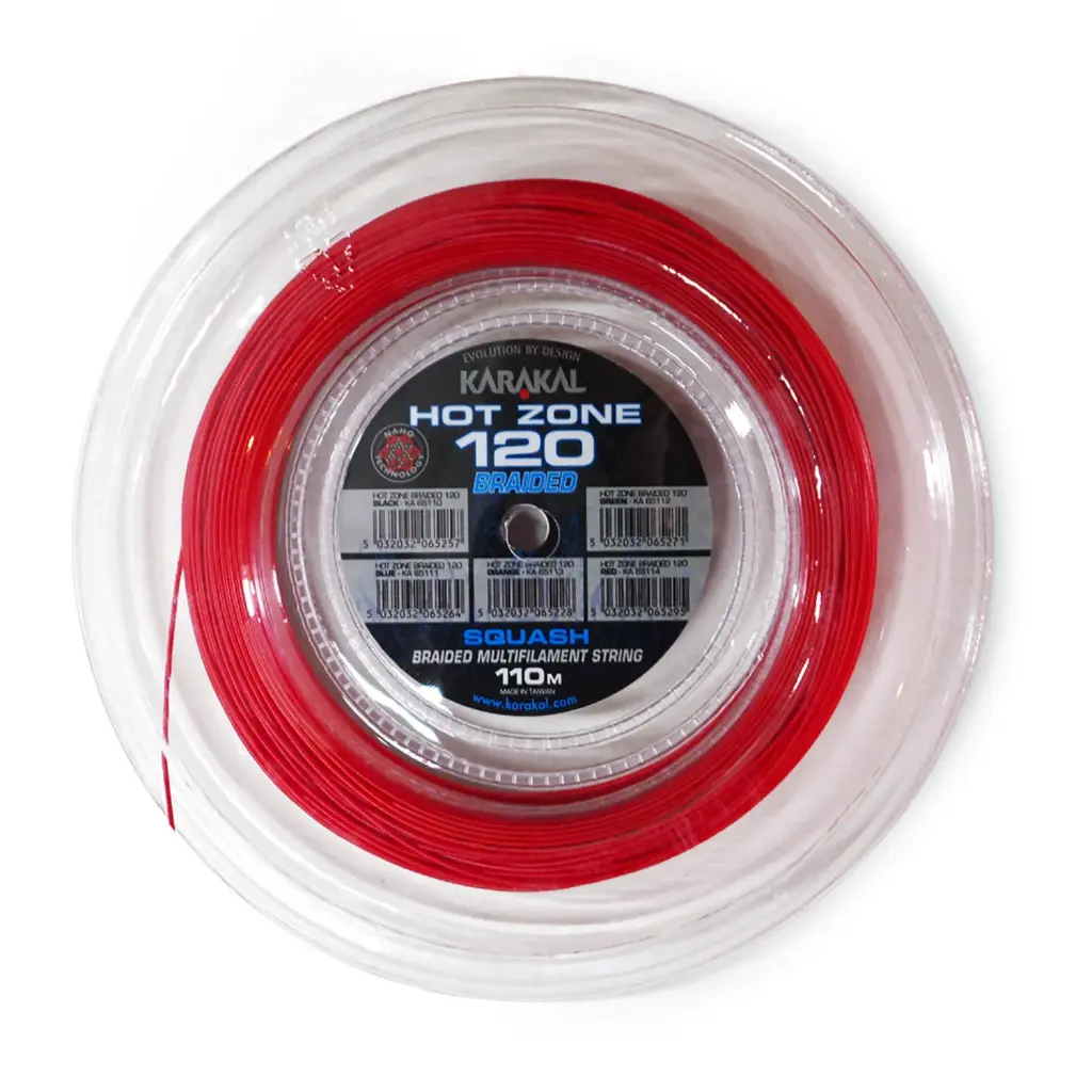 Karakal Hot Zone Braided 120 - Rouge - Bobine Cordage de Squash 220m